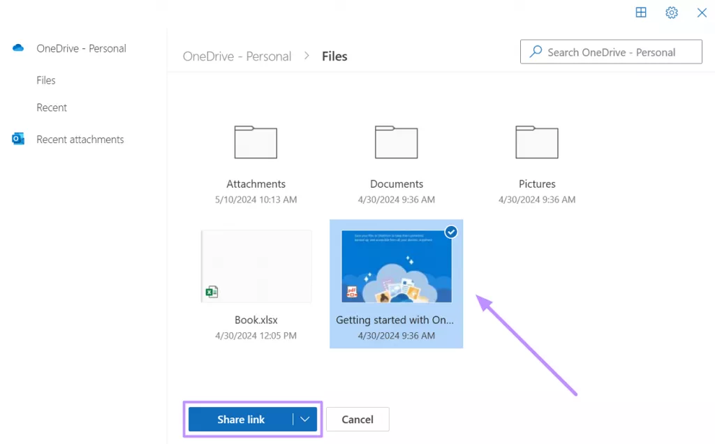 choose file and share link