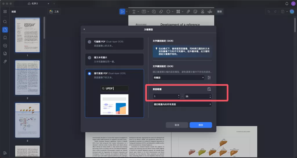 OCR 識別頁面範圍