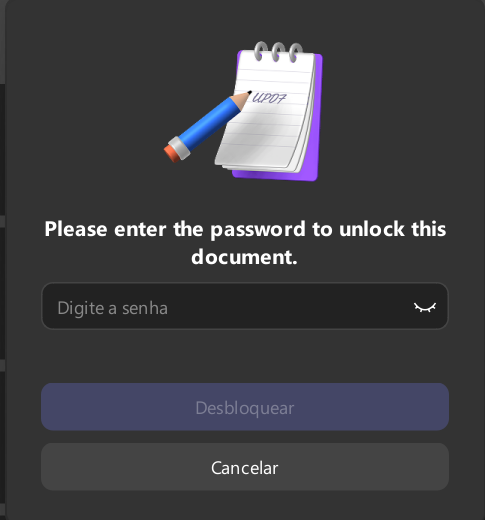 insira a senha e desbloqueie o pdf