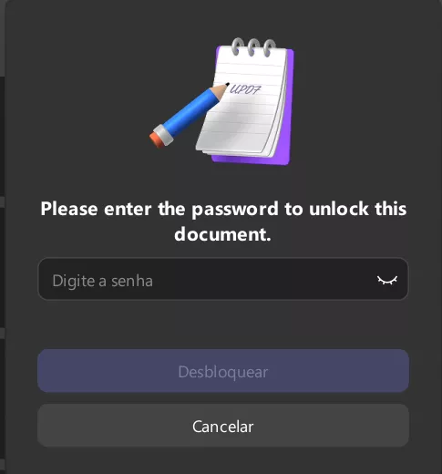insira a senha e desbloqueie o pdf
