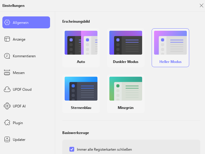 Allgemeine Darstellungsoptionen aufrufen updf windows