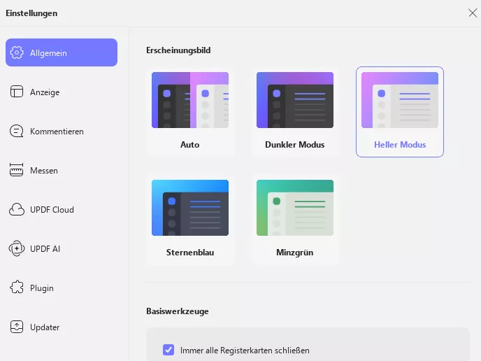 Allgemeine Darstellungsoptionen aufrufen updf windows
