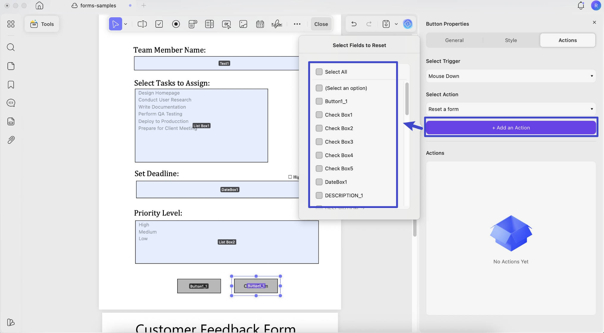 Add an action with updf on mac