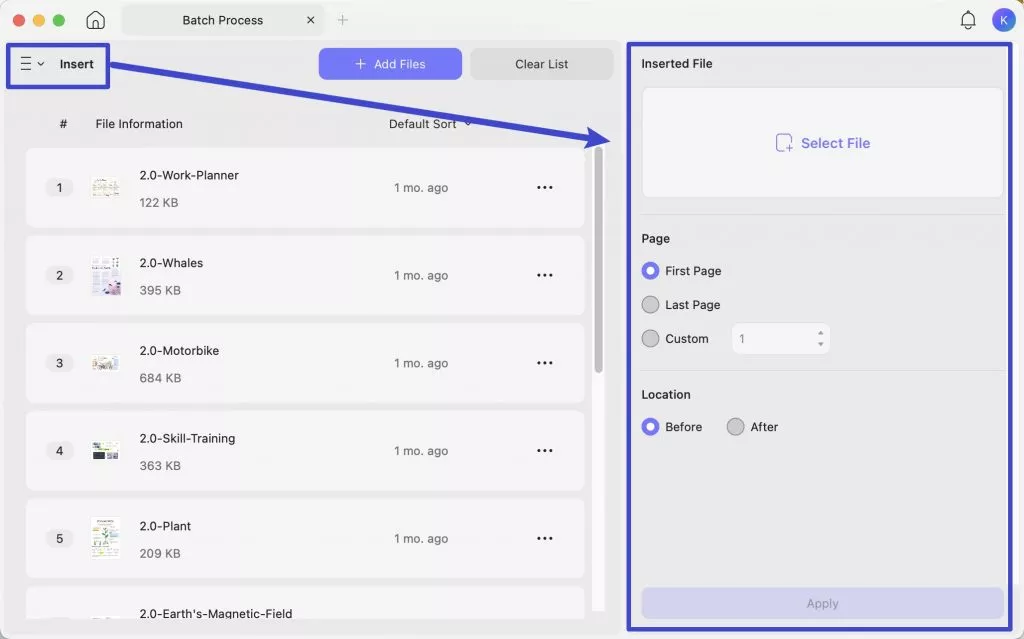 add files for batch insert updf mac