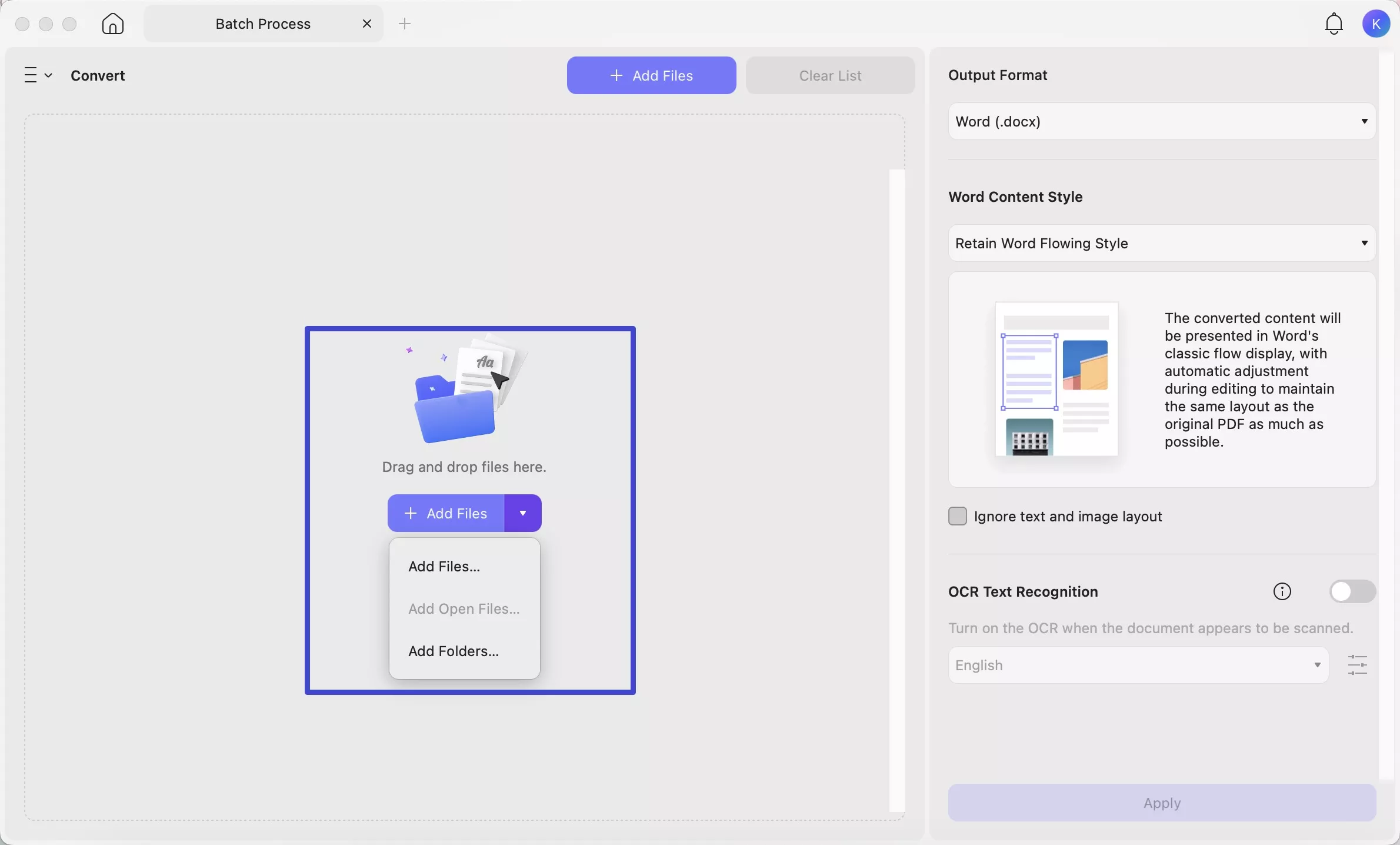 add files into updf mac