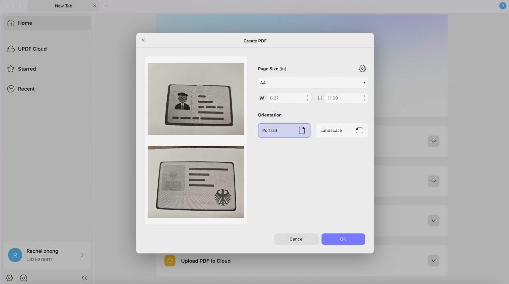 add images to create pdf from paperwork updf 2 mac