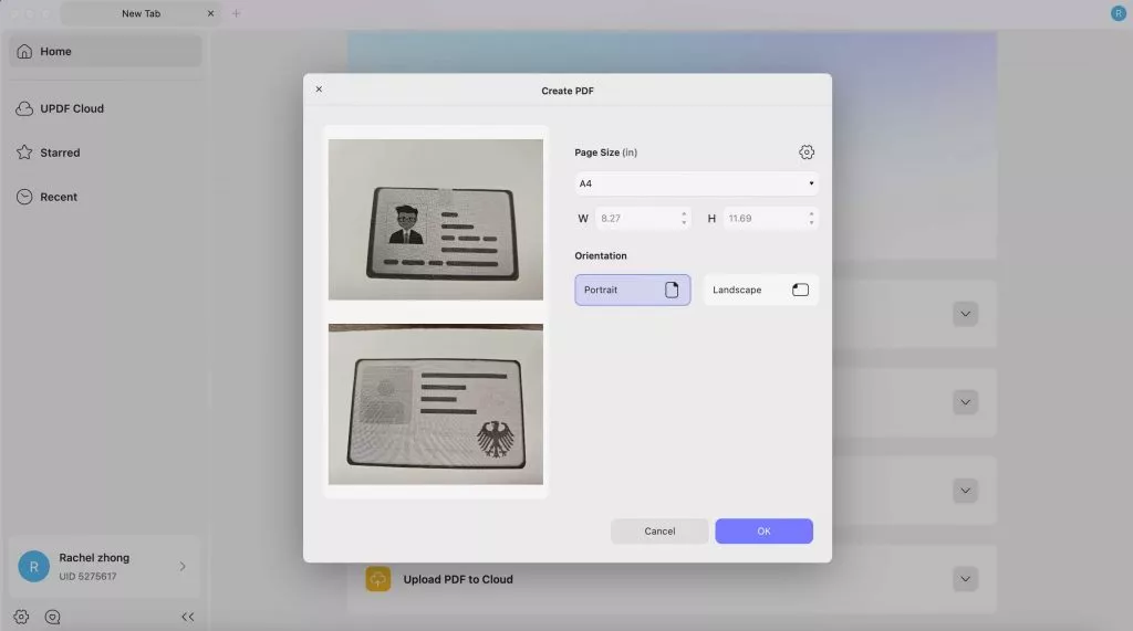 add images to create pdf from paperwork updf 2 mac