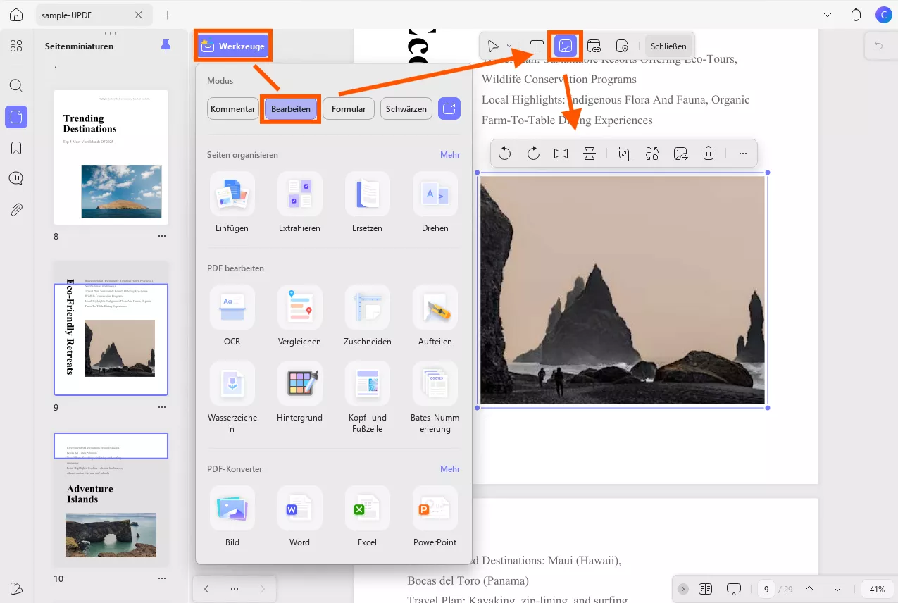 Vorhandenes Bild in PDF bearbeiten