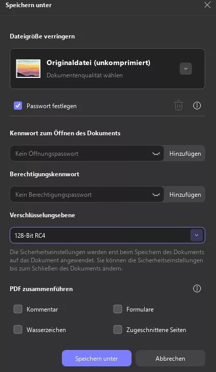 Passwort zu PDF-Datei hinzufügen in Windows 2