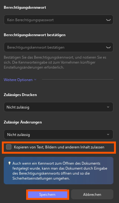 Berechtigungs-Passwort hinzufügen updf Windows 2