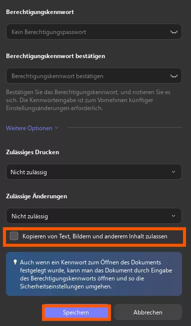 Berechtigungs-Passwort hinzufügen updf Windows 2