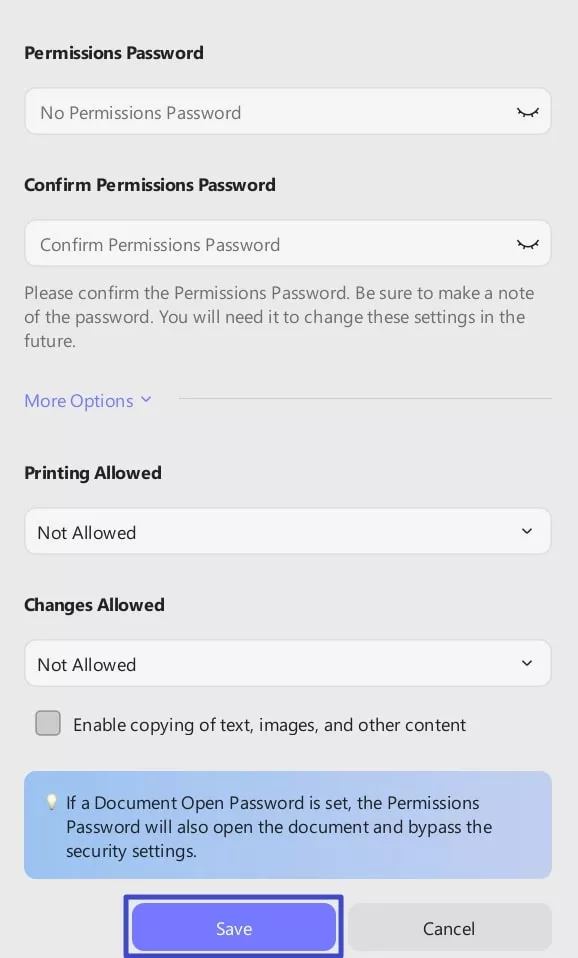 add permission password updf windows 2