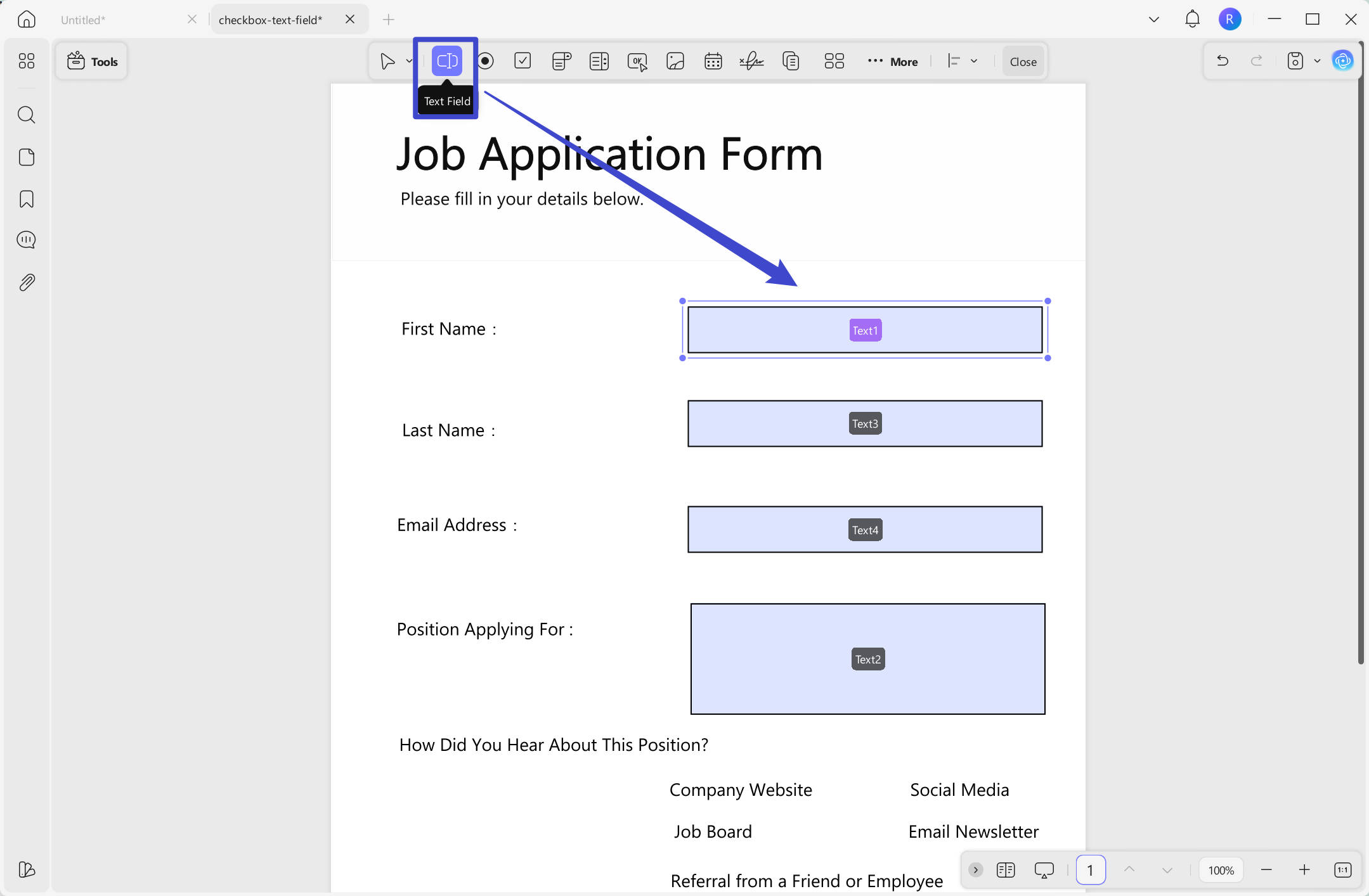 add text field to PDF with UPDF on Windows