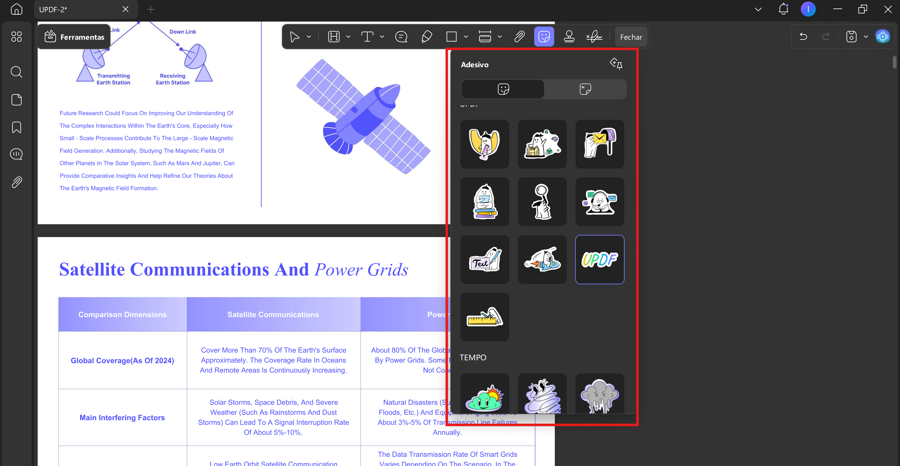 adicionar adesivos ao pdf
