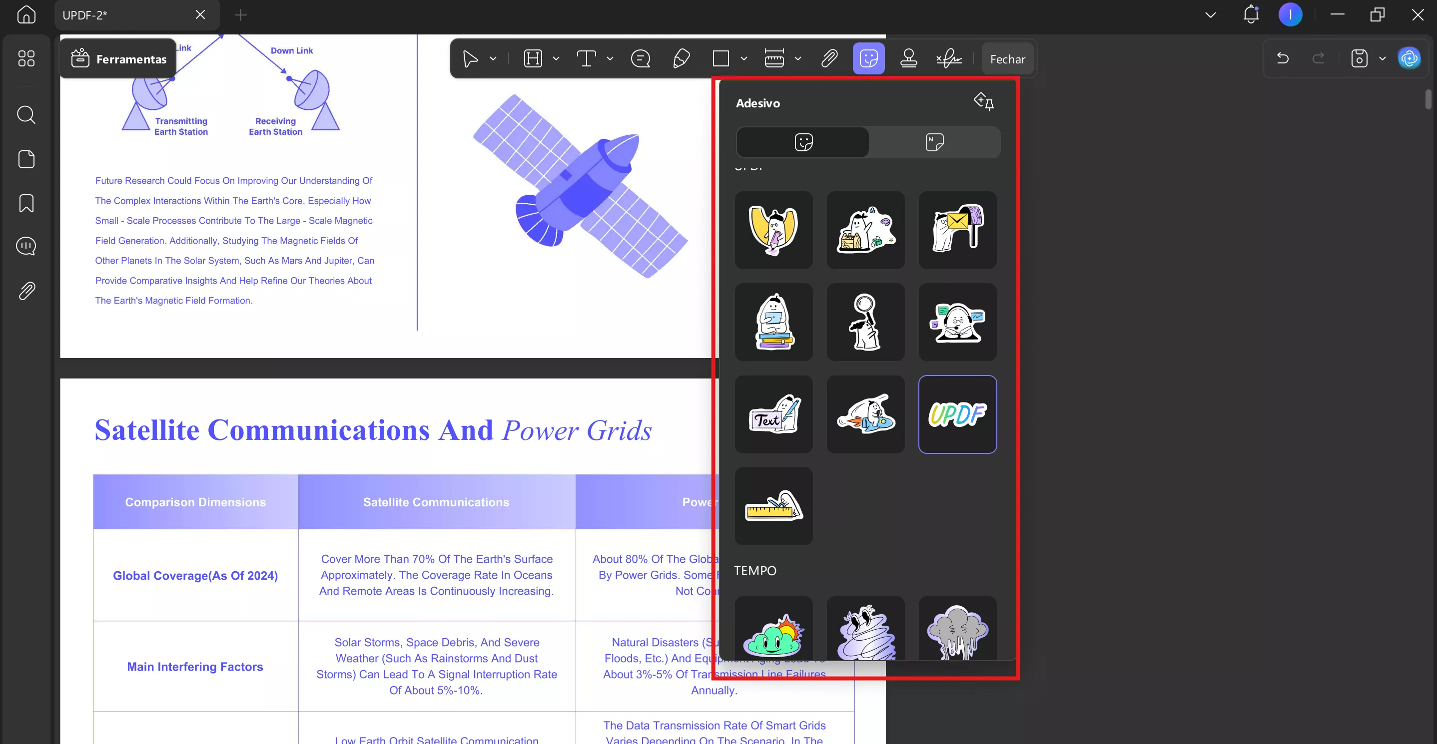adicionar adesivos ao pdf