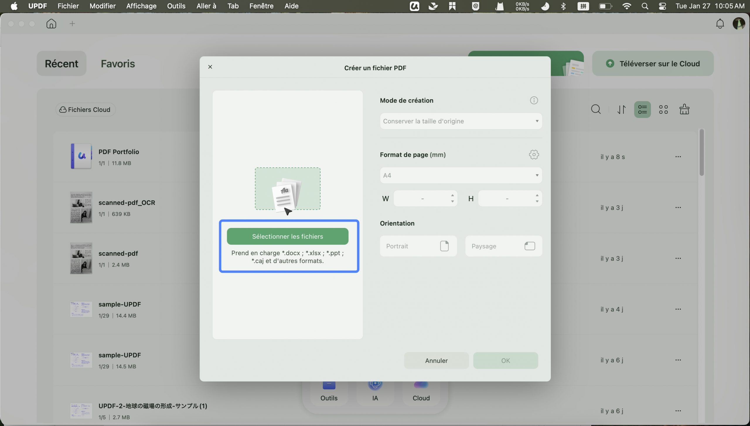 créer un PDF à partir d'un fichier