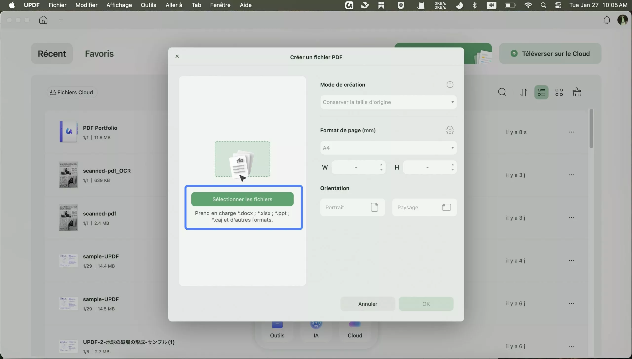 créer un PDF à partir d'un fichier