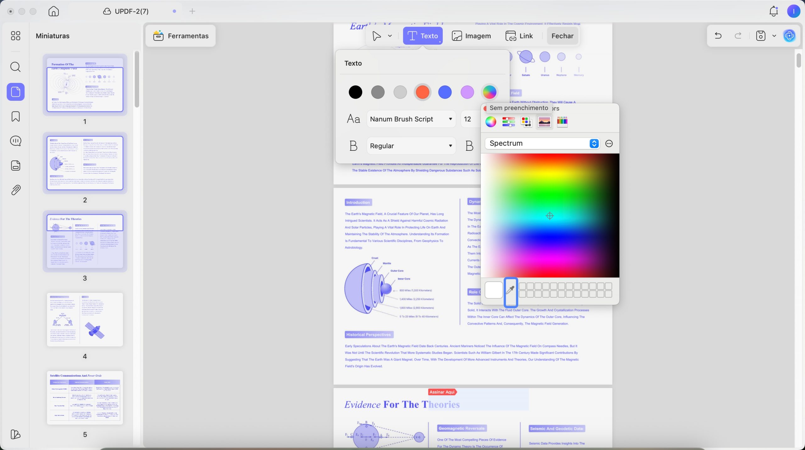 Alterar a cor do texto em PDF com updf no mac