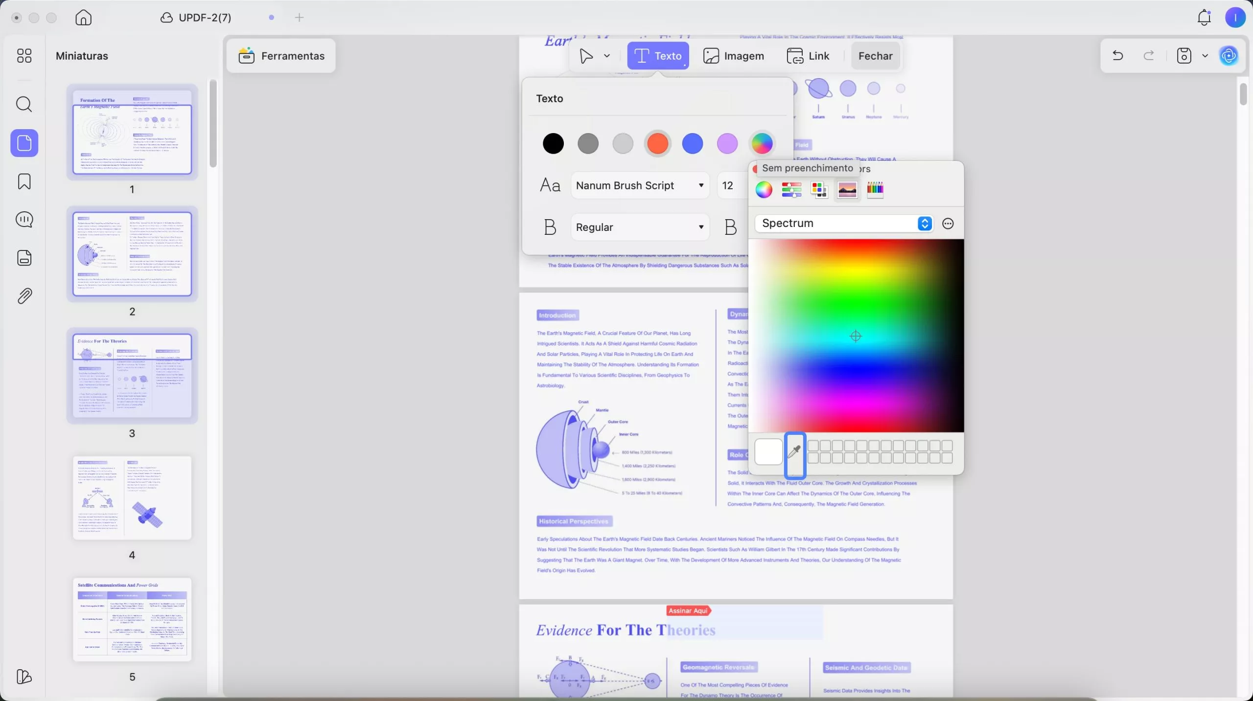 Alterar a cor do texto em PDF com updf no mac