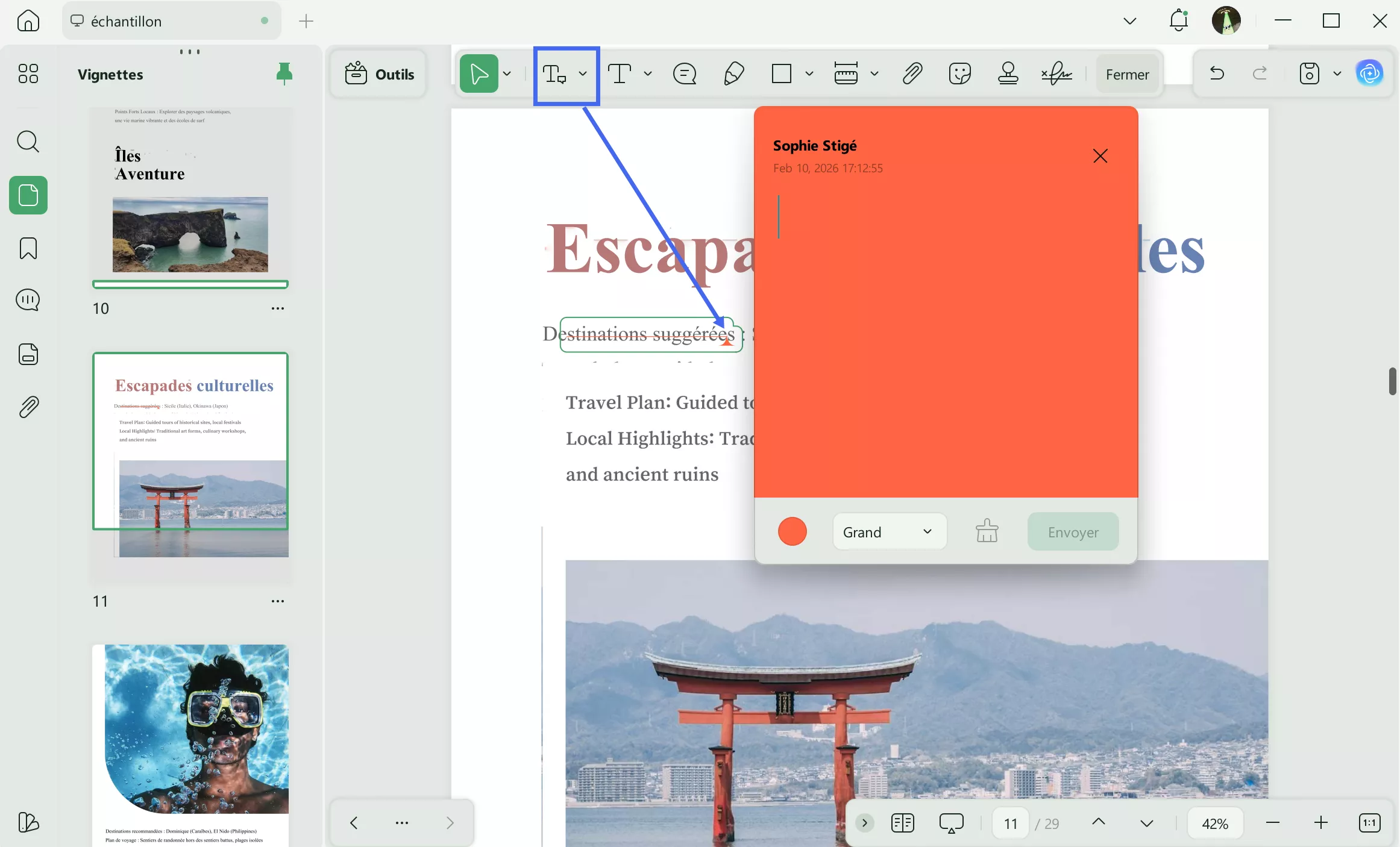 annotation de remplacement de texte