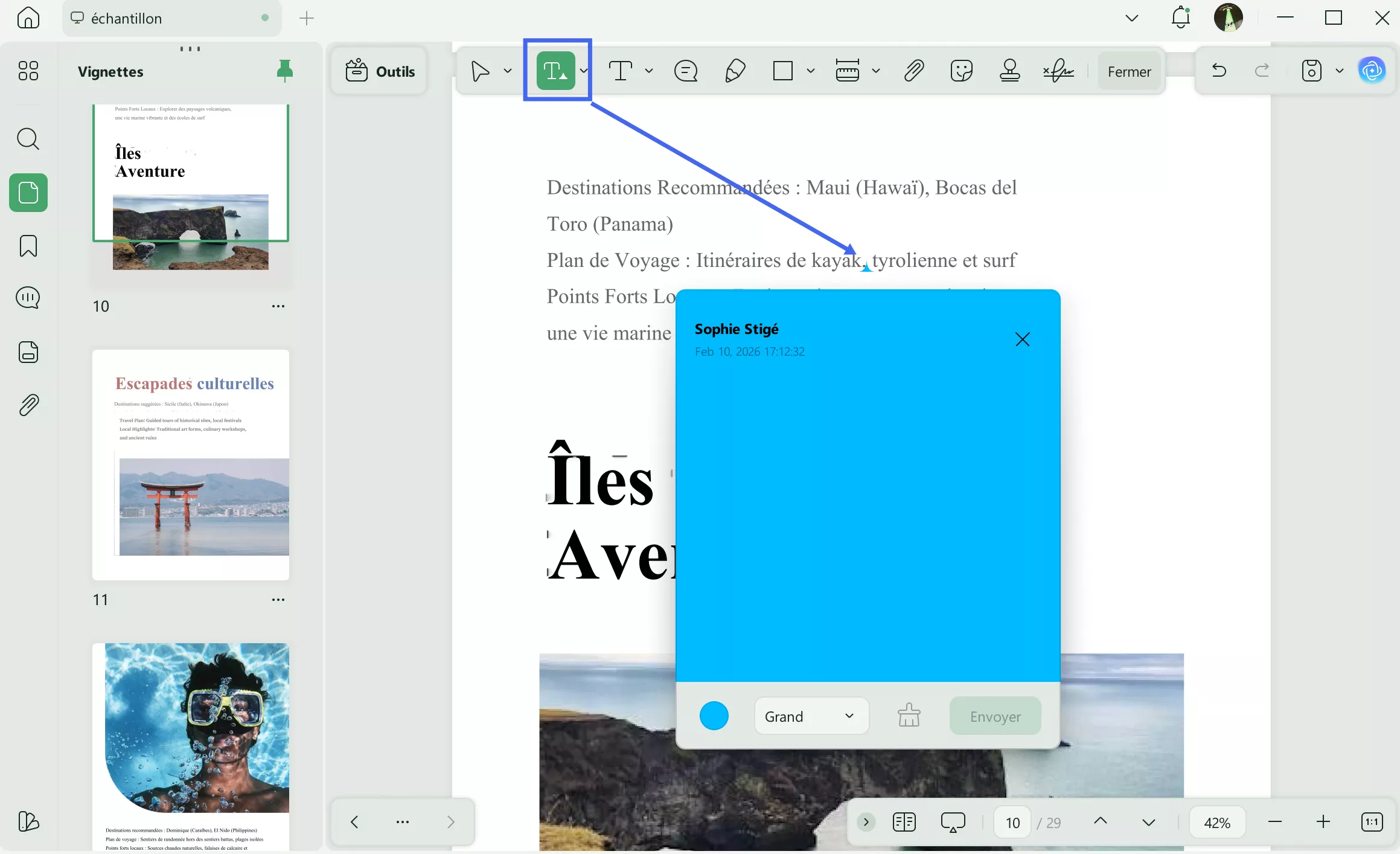 insérer une annotation de texte