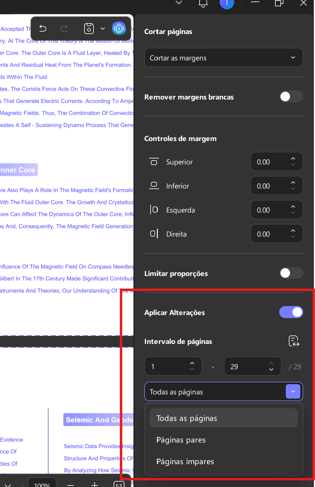 clique no botão aplicar alterações