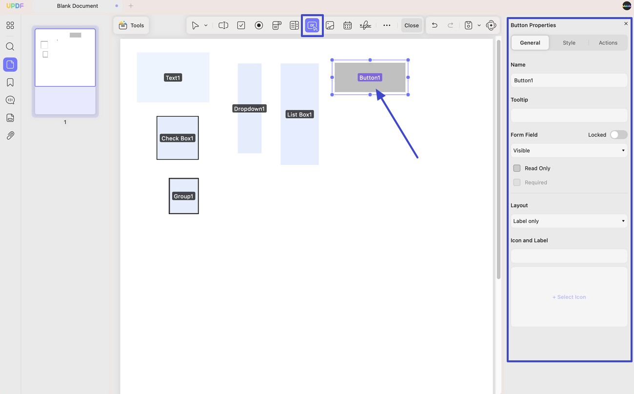 ปุ่มนำไปใช้กับฟอร์ม pdf อัปไฟล์ mac