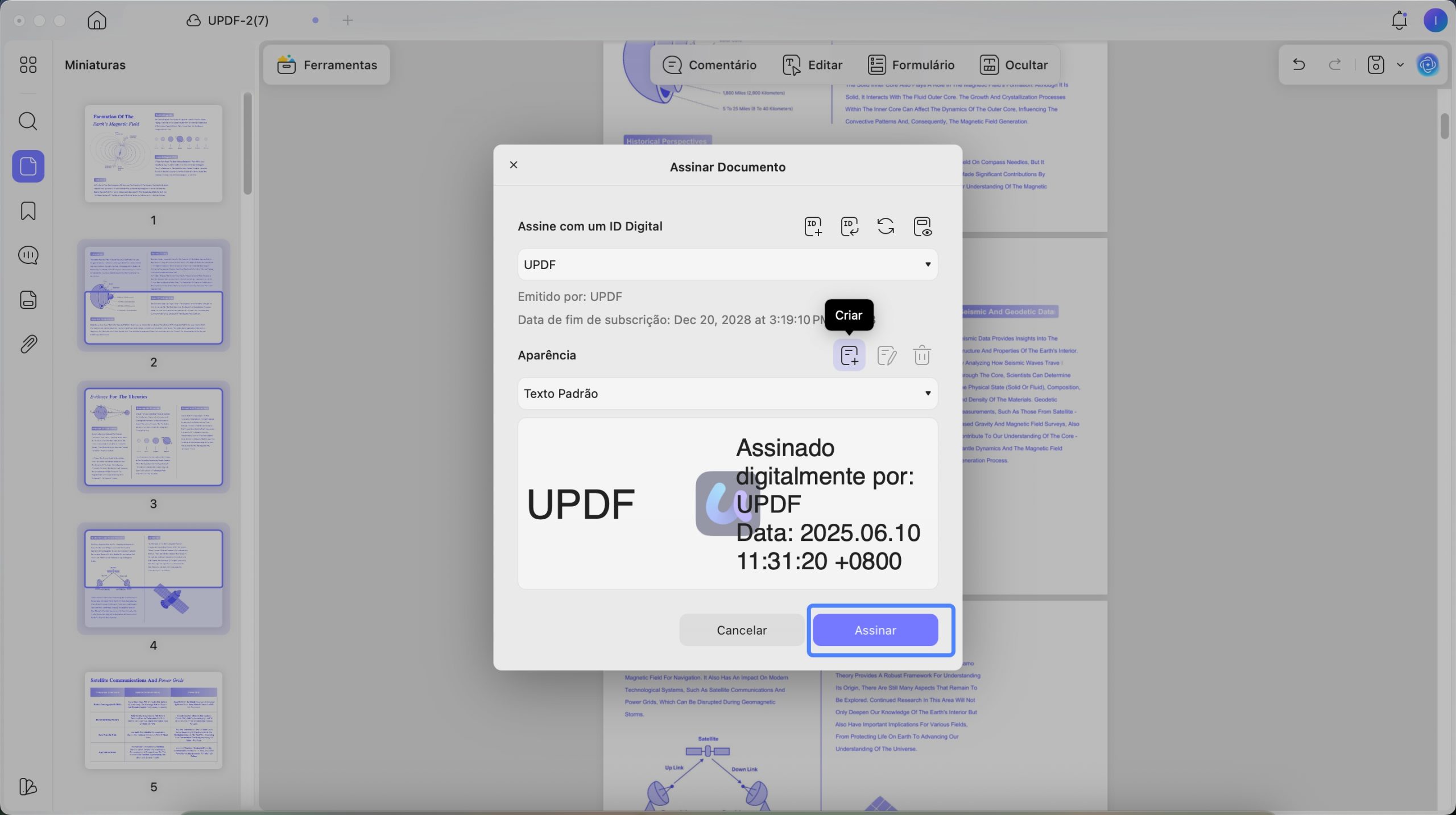 assinar com uma id digital