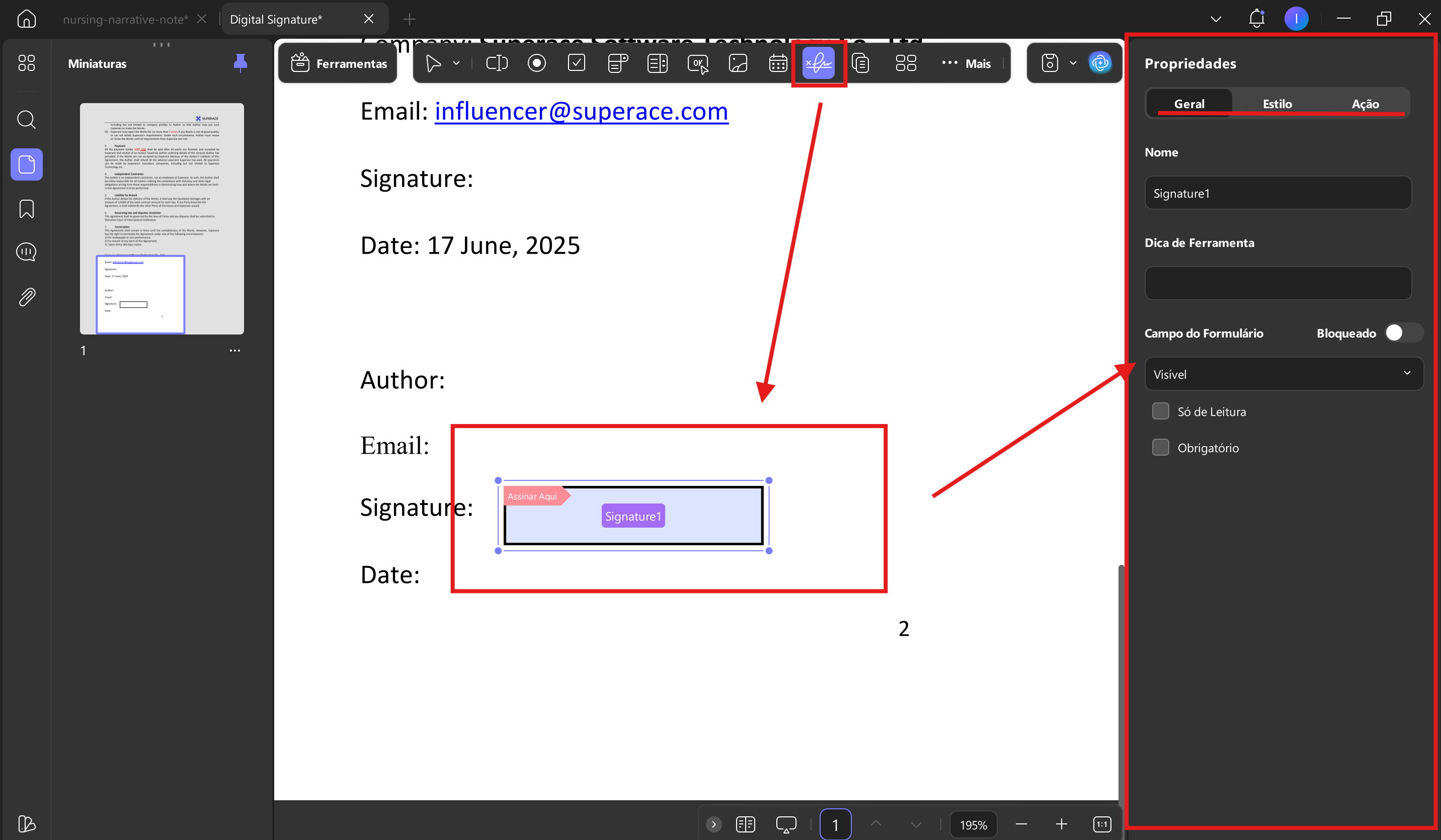 adicionar assinatura digital a partir de modos de formulário updf windows 