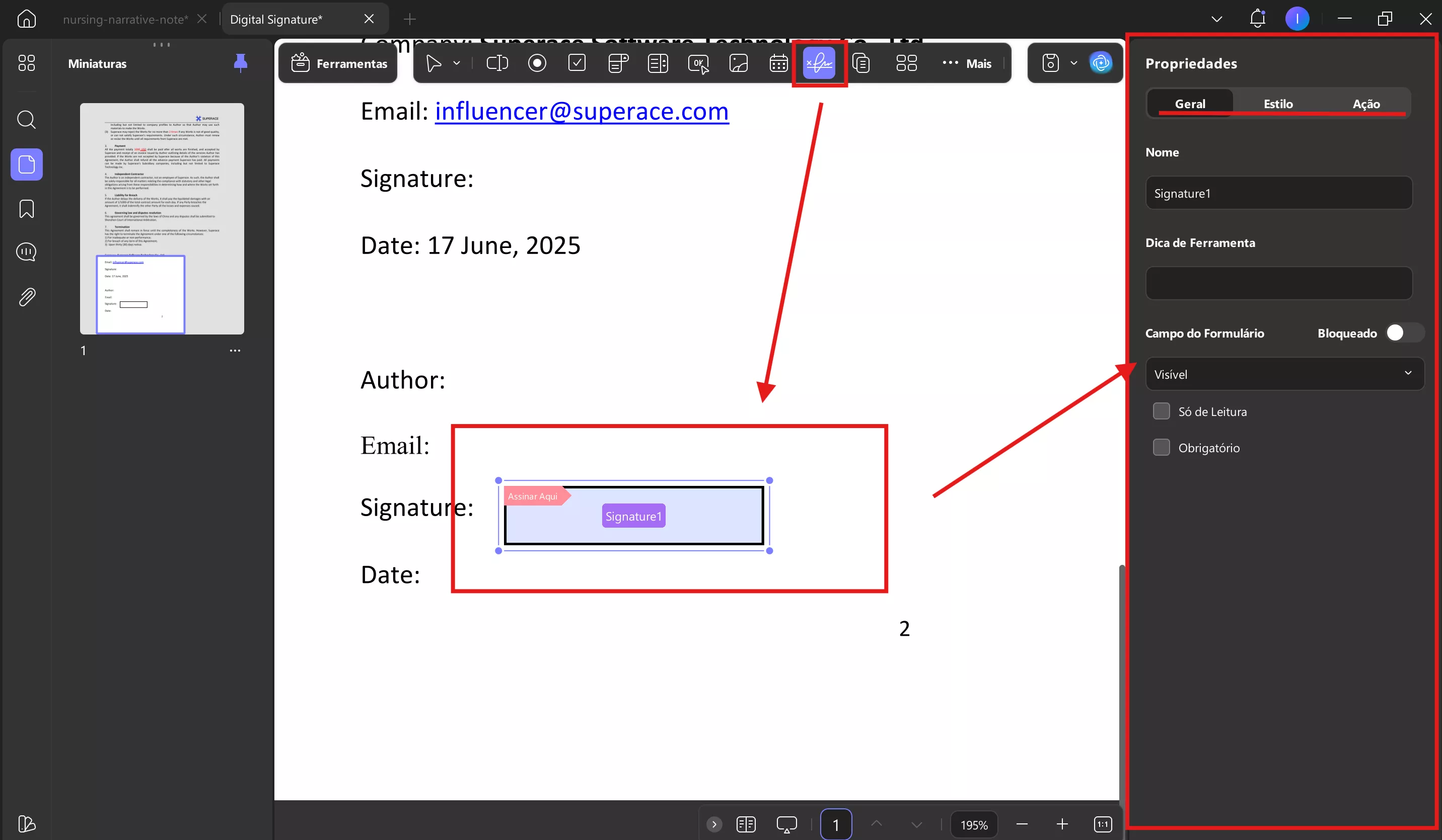 adicionar assinatura digital a partir de modos de formulário updf windows