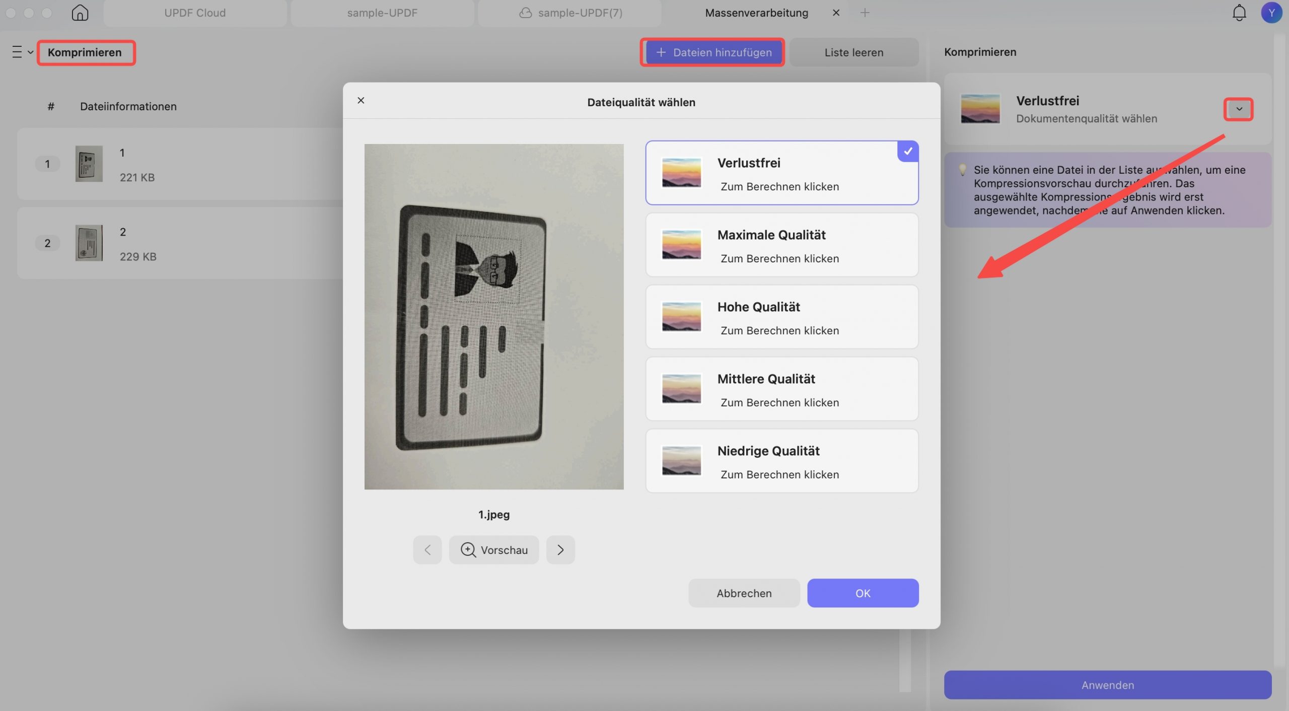 Batch-Komprimierung von PDF-Dateien auf dem Mac