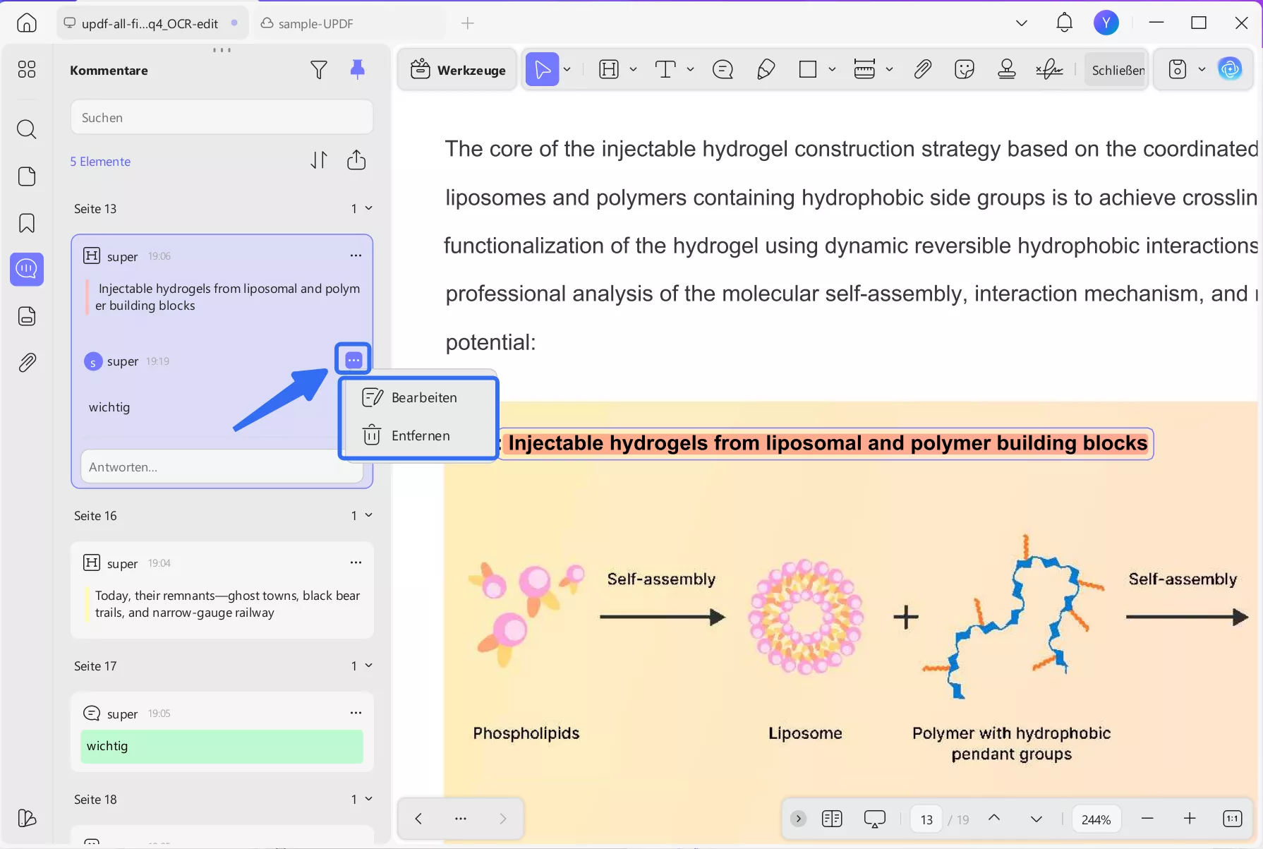 Antwort bearbeiten oder löschen
