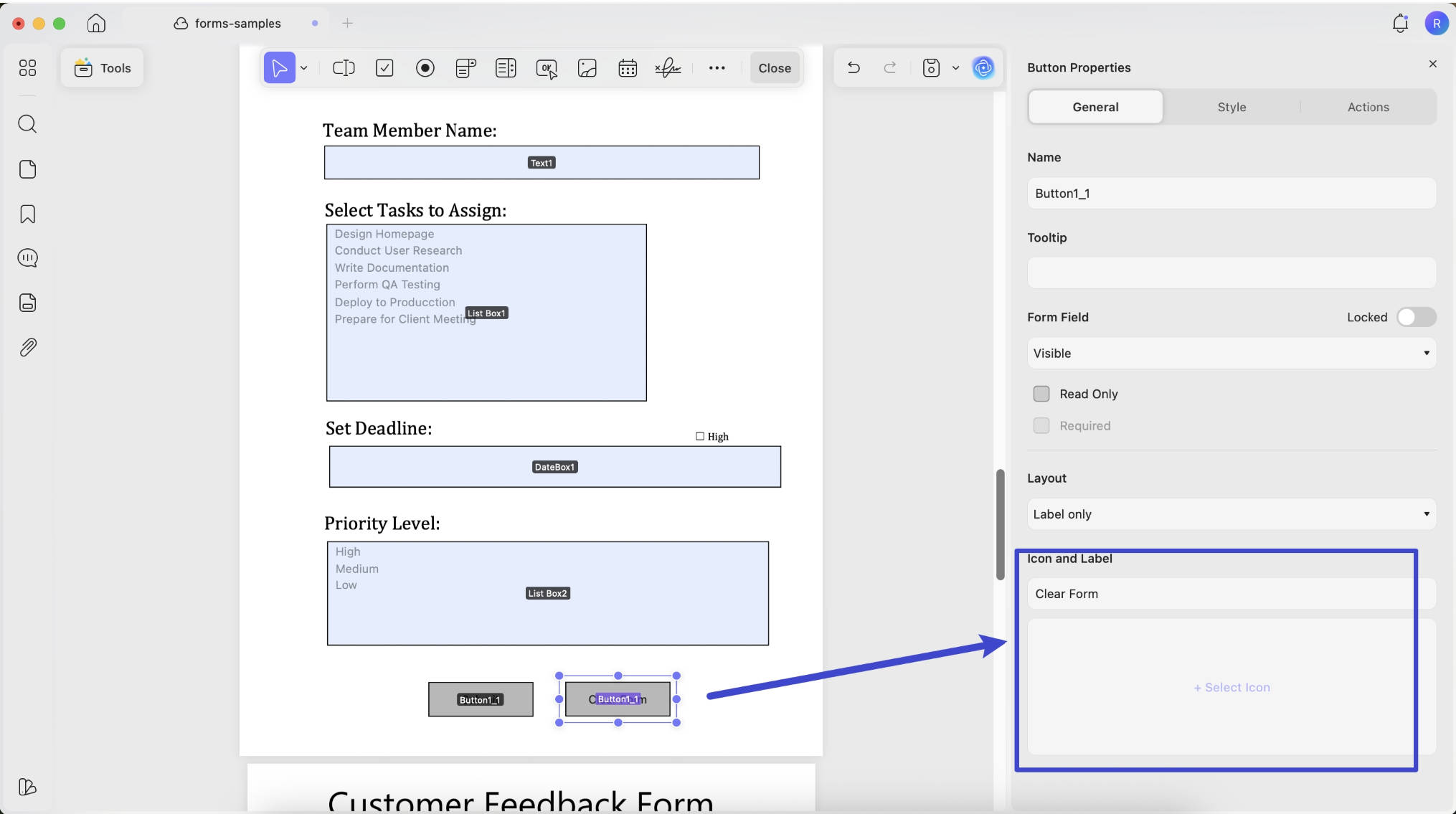 layout setting for button updf mac