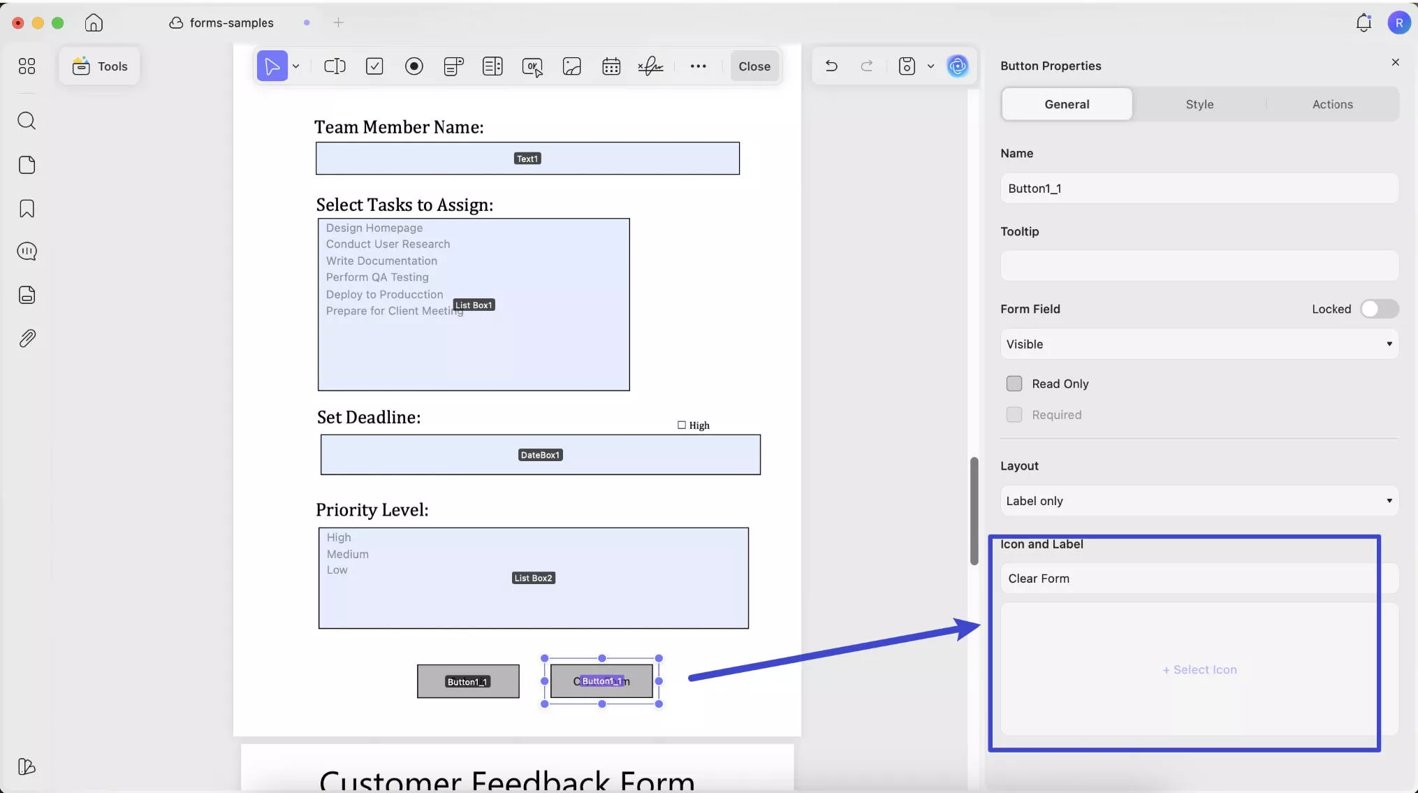 layout setting for button updf mac