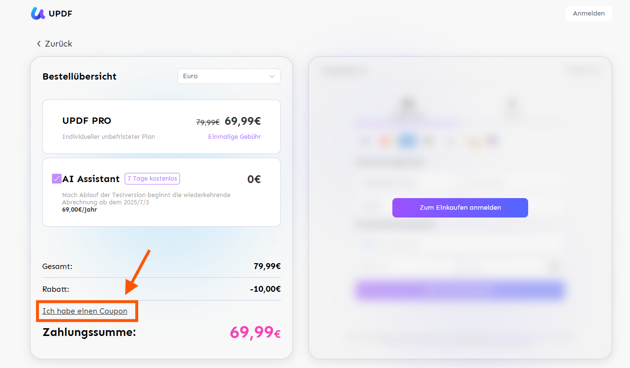Ich habe einen Coupon