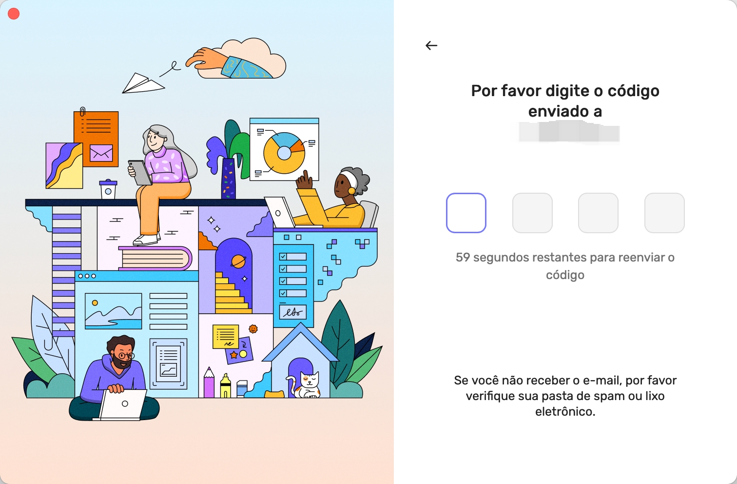 entre com o código de verificação