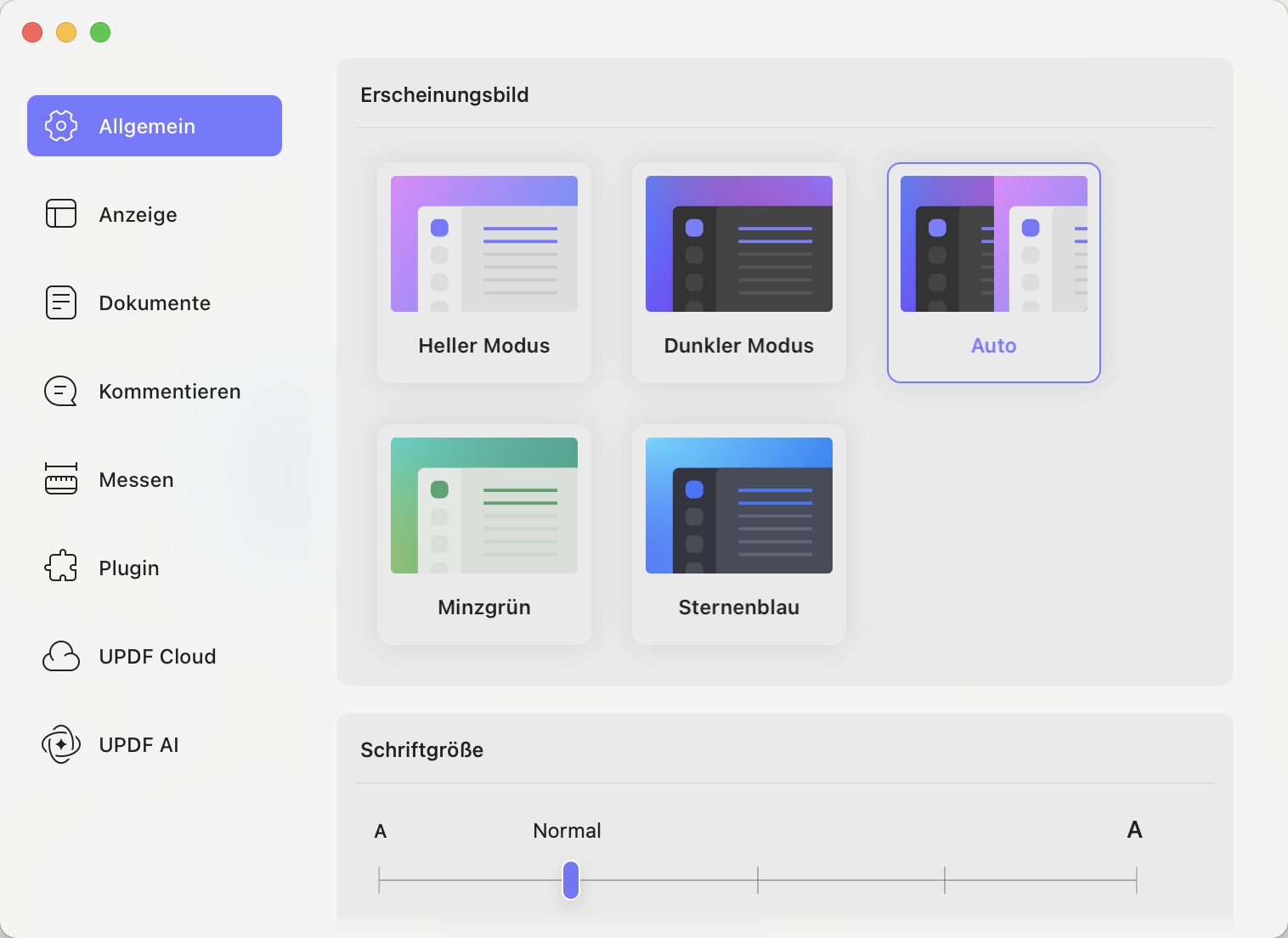 Ändern Sie das Erscheinungsbild und die Schriftgröße updf mac