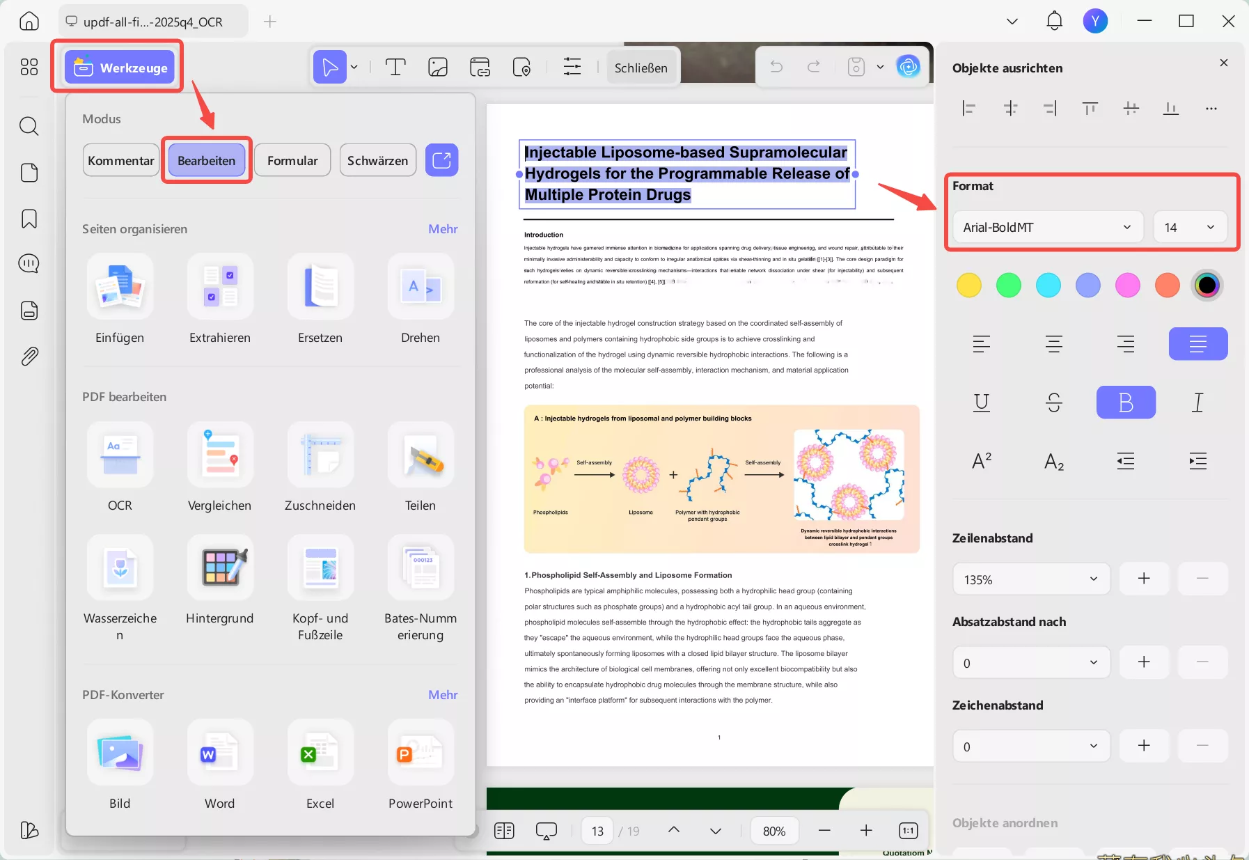 Schriftgröße in PDF mit UPDF ändern