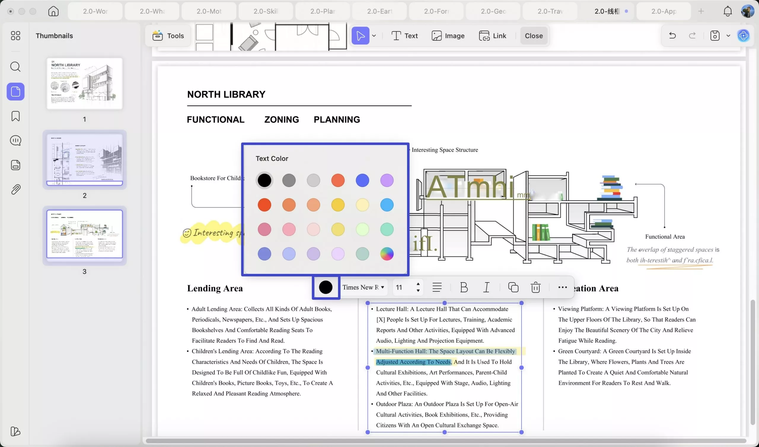 change the color the text in pdf with updf on mac