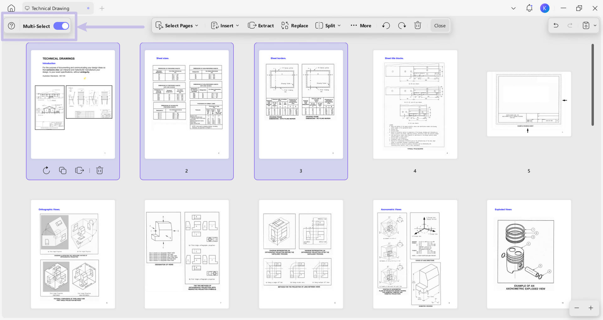 choose multiple pages