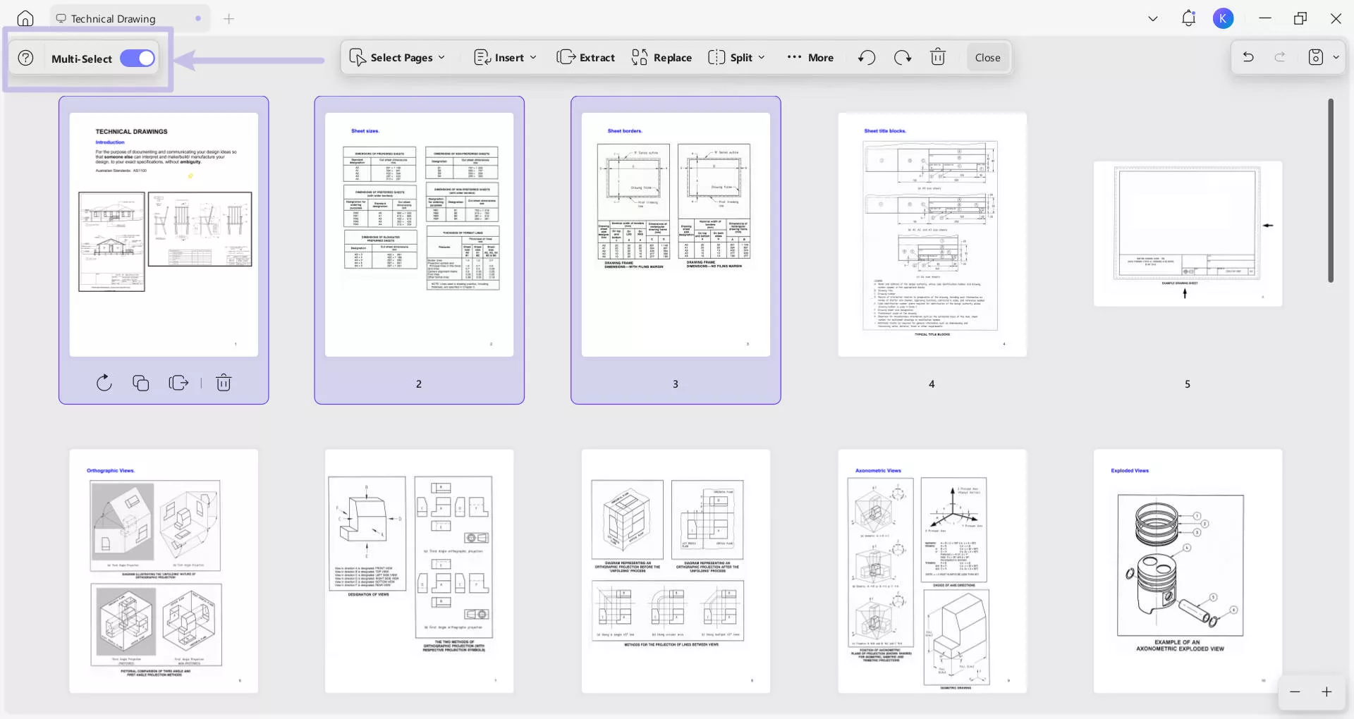 choose multiple pages 