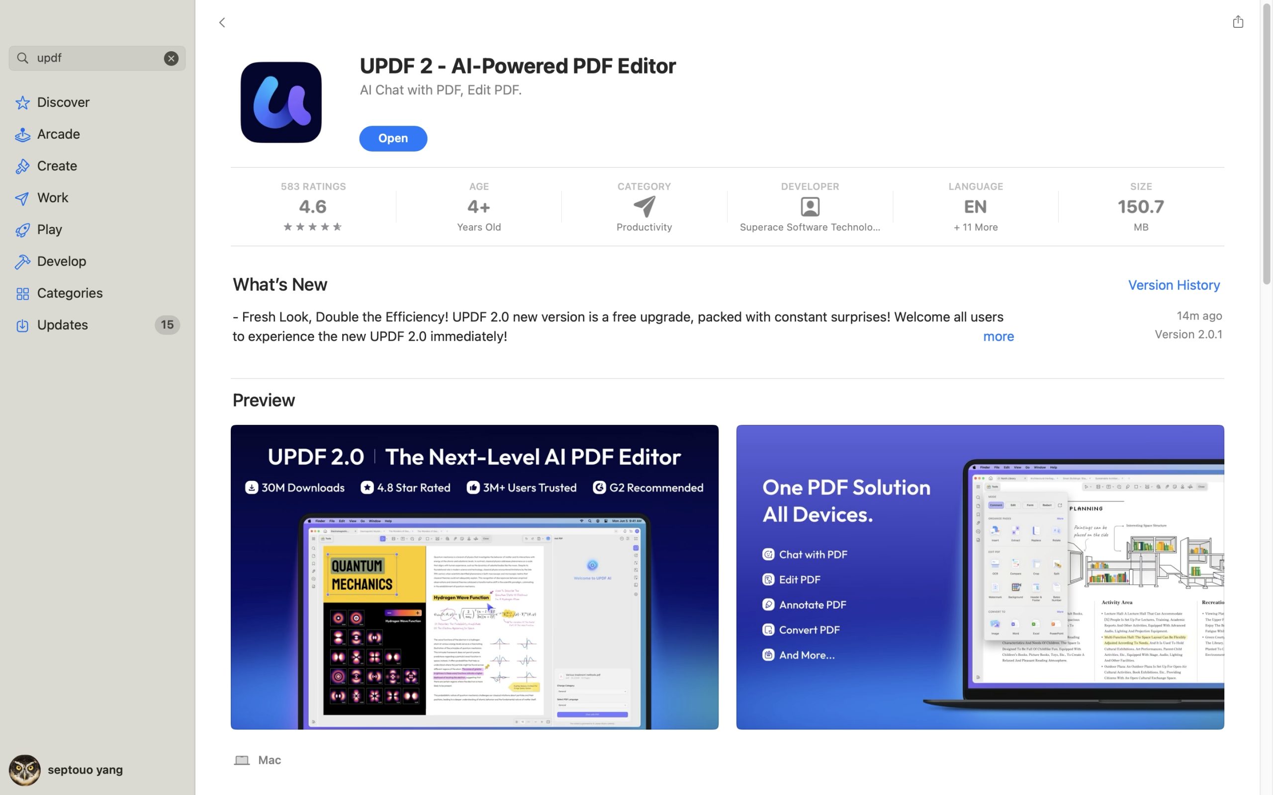 Klik op de installatieknop van updf
