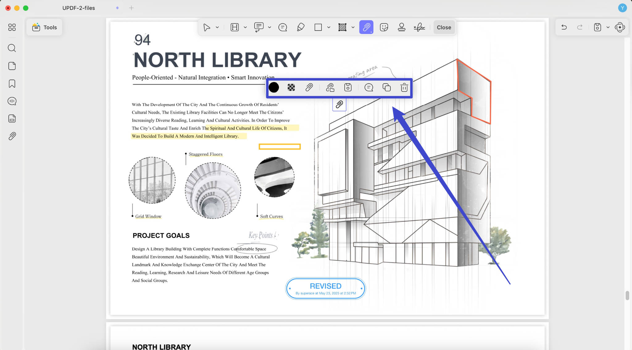 click to find the properties editing updf mac