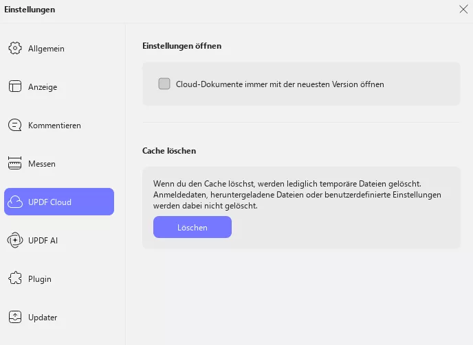 Cloud-Einstellungen updf Windows 2