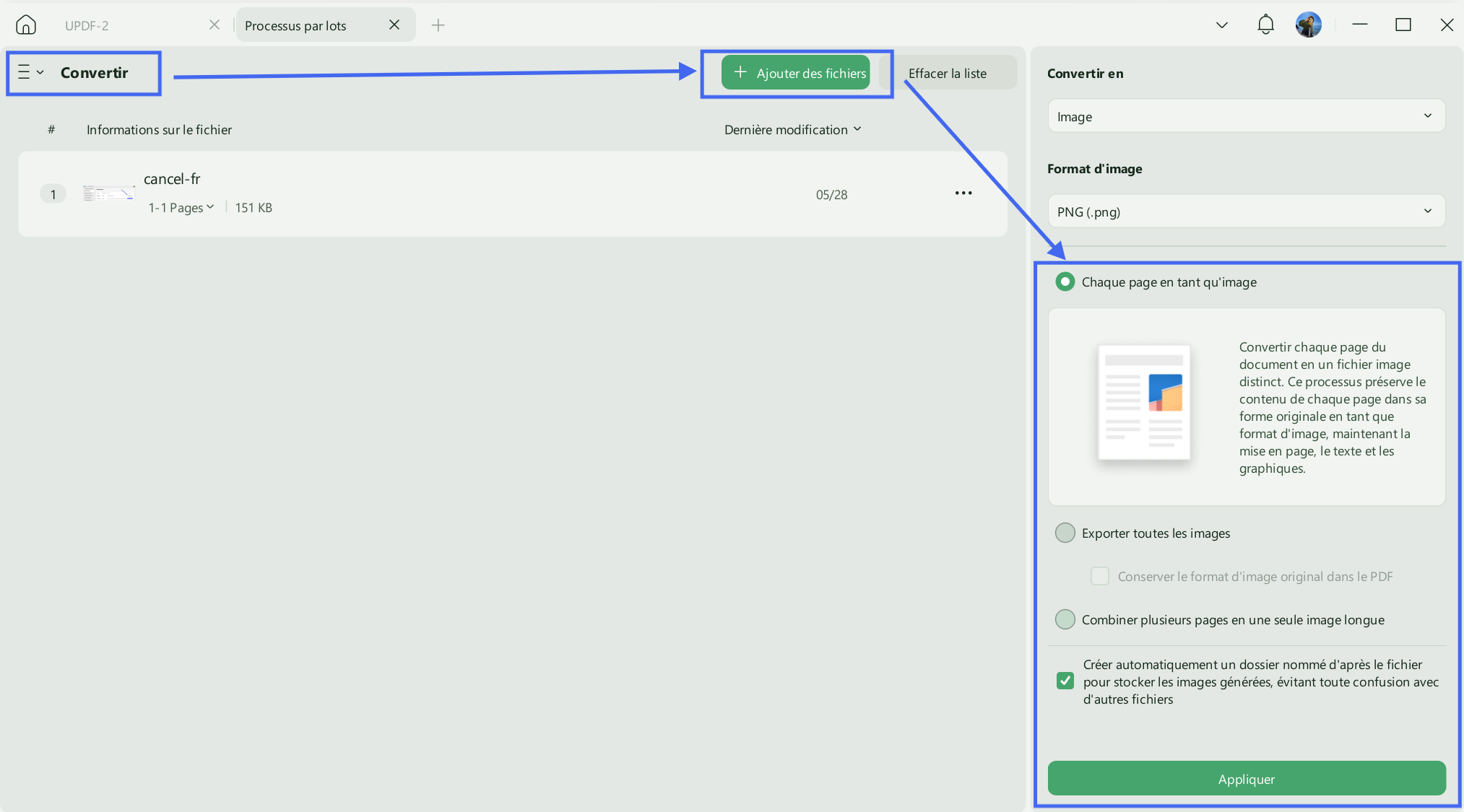 Convert multiple pages as a only image updf 2 win