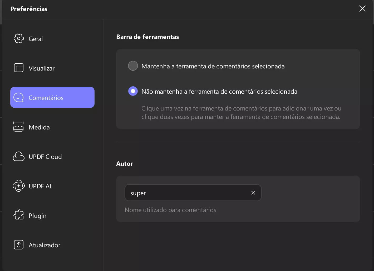 comentários