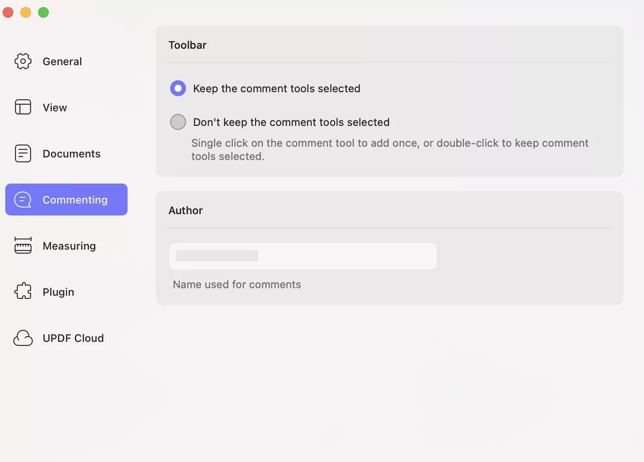 commenting preferences updf mac