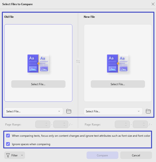 eski ve yeni dosyaları karşılaştırın updf windows 2