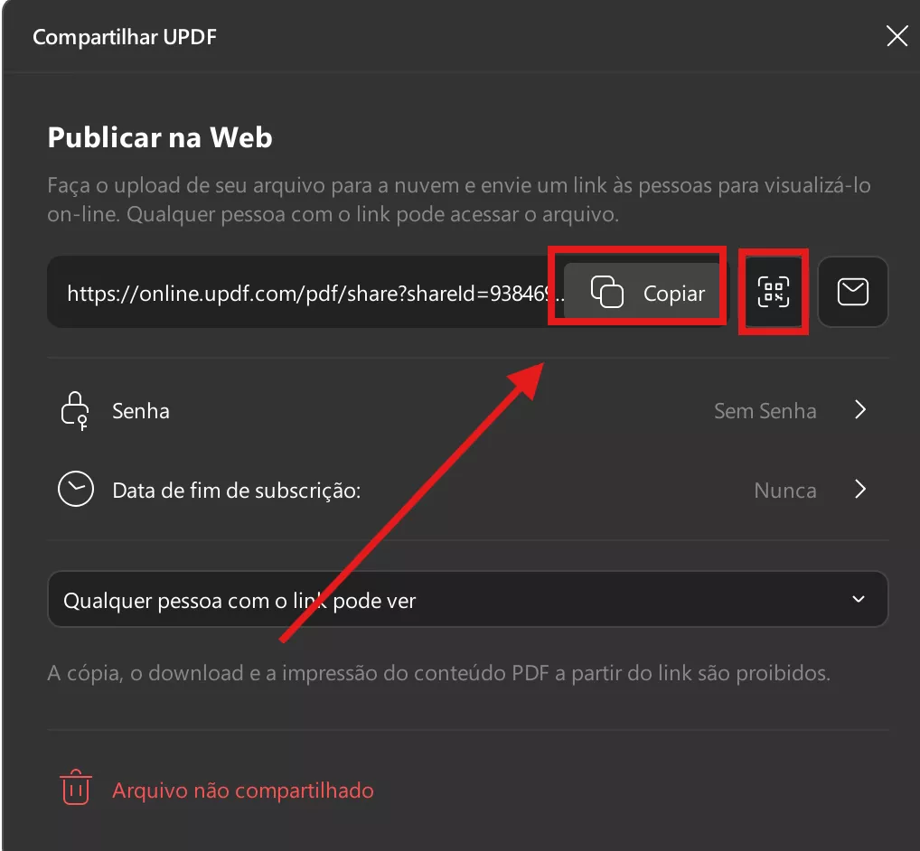copiar link para compartilhar updf windows