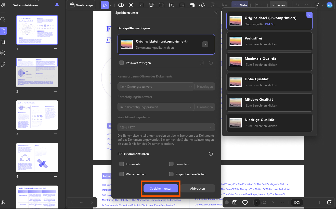 Komprimierungseinstellungen updf Windows 2